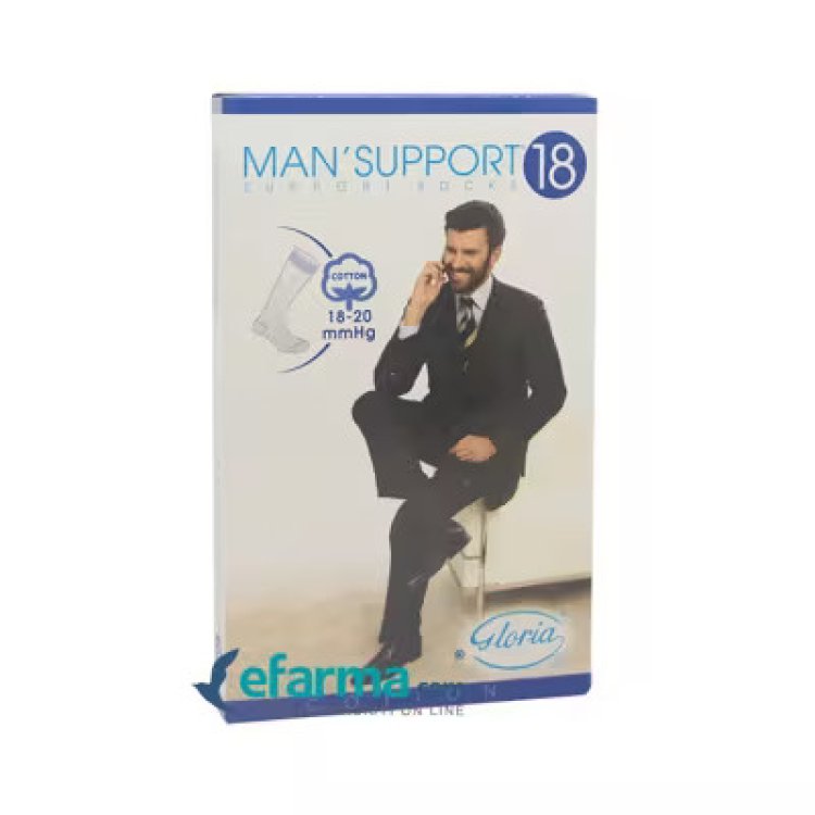 Gloria Med Man Support 18 Gambaletto Cotone Nero Taglia 6