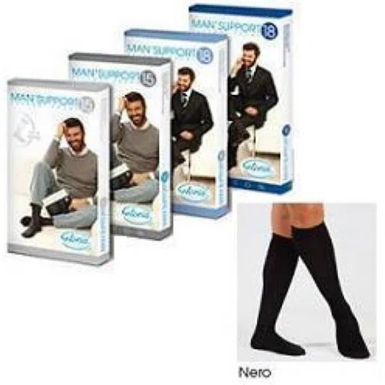 Gloria Med Man Support 18 Cotone Gambaletto Blu Taglia 6