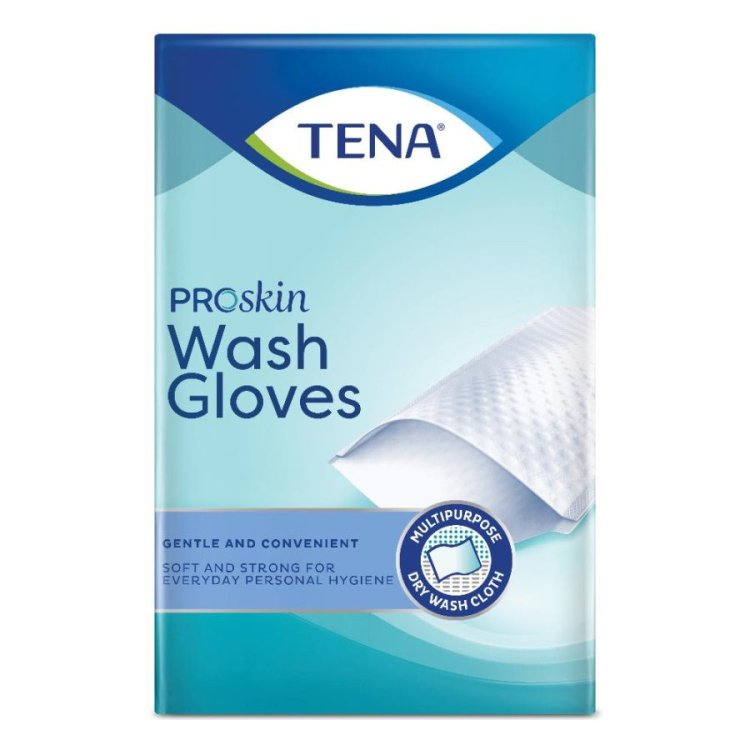Tena Wash Glove Guanti monouso per igiene personale e assistenza 50 pezzi