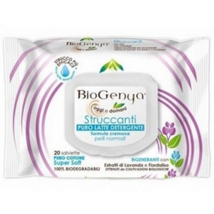 Biogenya Salviettine Struccanti Latte Detergente Pelli Normali 20 Pezzi