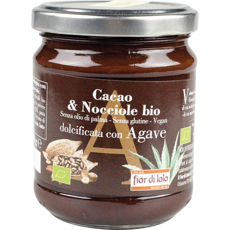 Fior di Loto Crema Spalmabile Cacao e Nocciole Bio con Agave 200g