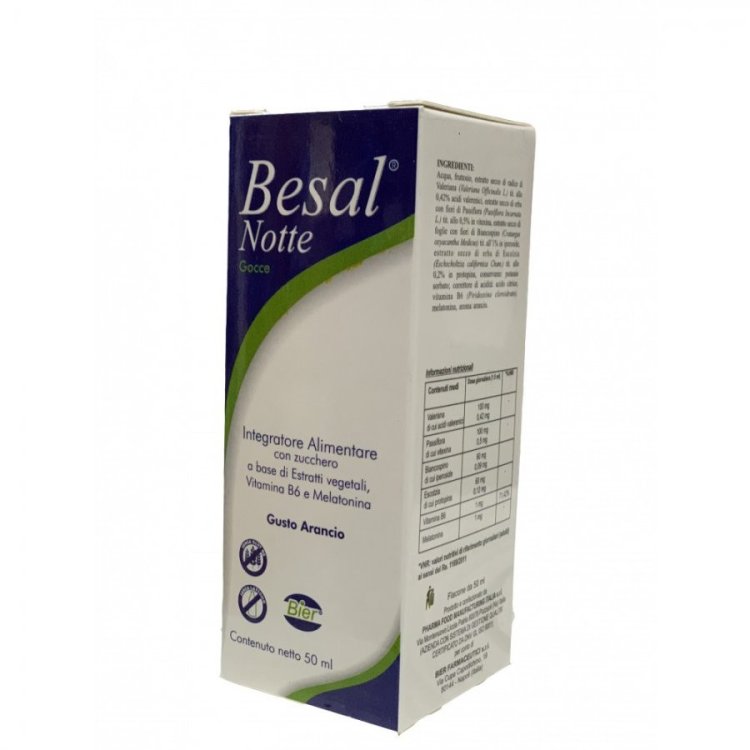 Bier Farmaceutici Besal Notte Gocce Integratore per Sonno 50ml Bier Farmaceutici Besal Notte Gocce Integratore per Sonno 50ml