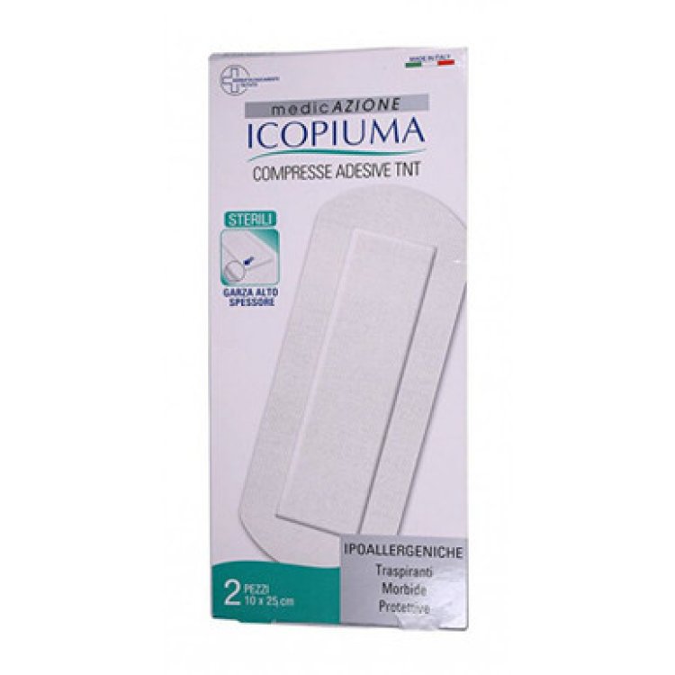 Icopiuma Benda Compressiva Adesiva TNT 10x25cm 2 Pezzi Sterili
