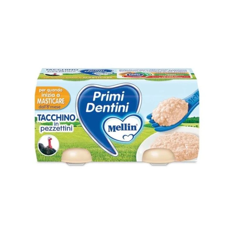 Mellin Primi Dentini Tacchino Alimento Infanzia 2x80g