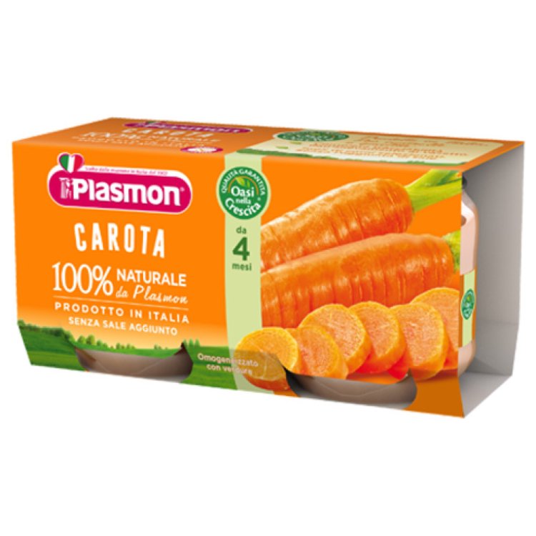 Plasmon Omogeneizzato Carota, Alimento Infanzia dal 4 Mese, 2x80g