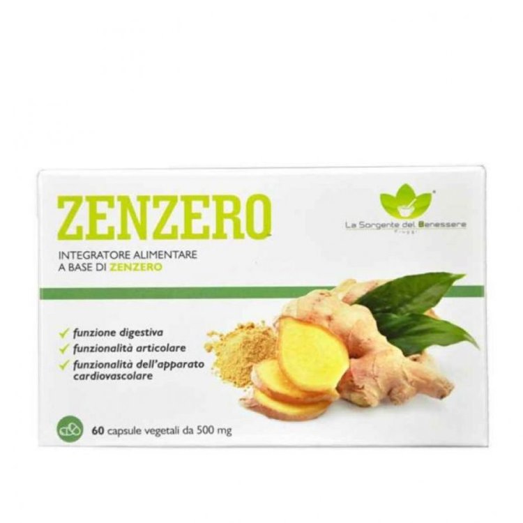 La Sorgente Del Benessere Zenzero Integratore Alimentare per Digestione e Nausea, 60 Capsule