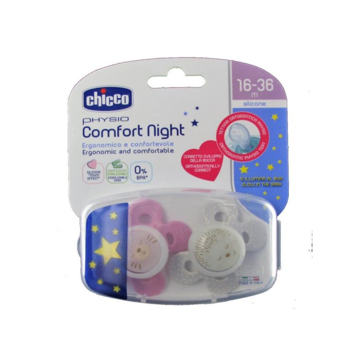 Chicco Physio Comfort Lumi Succhietto in Silicone 16-36m 2 Pezzi Chicco Physio Comfort Lumi Succhietto in Silicone 16-36m 2 Pezzi