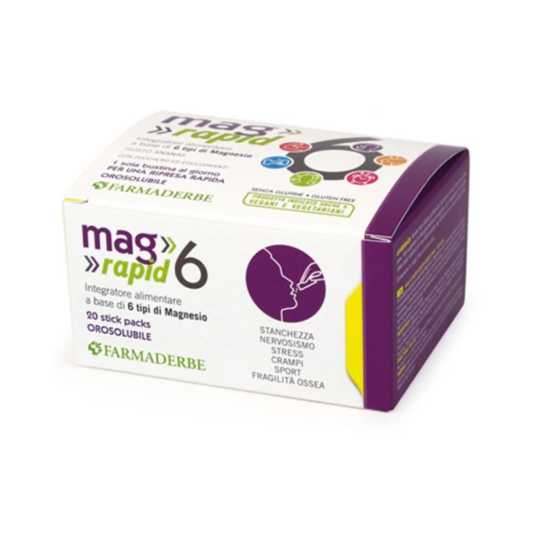 Farmaderbe Mag 6 Rapid Integratore Magnesio 300mg Gusto Ananas 20 Bustine Farmaderbe Mag 6 Rapid Integratore Magnesio 300mg Gusto Ananas 20 Bustine