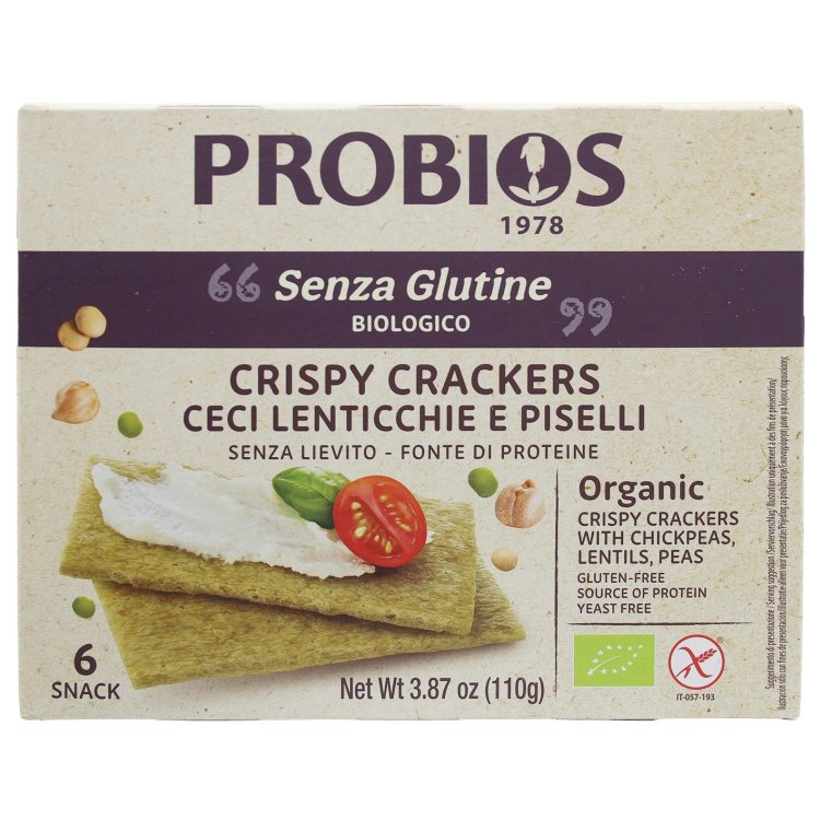 Probios Altri Cereali Crispy Crackers Senza Glutine con Ceci Lenticchie e Piselli 110g