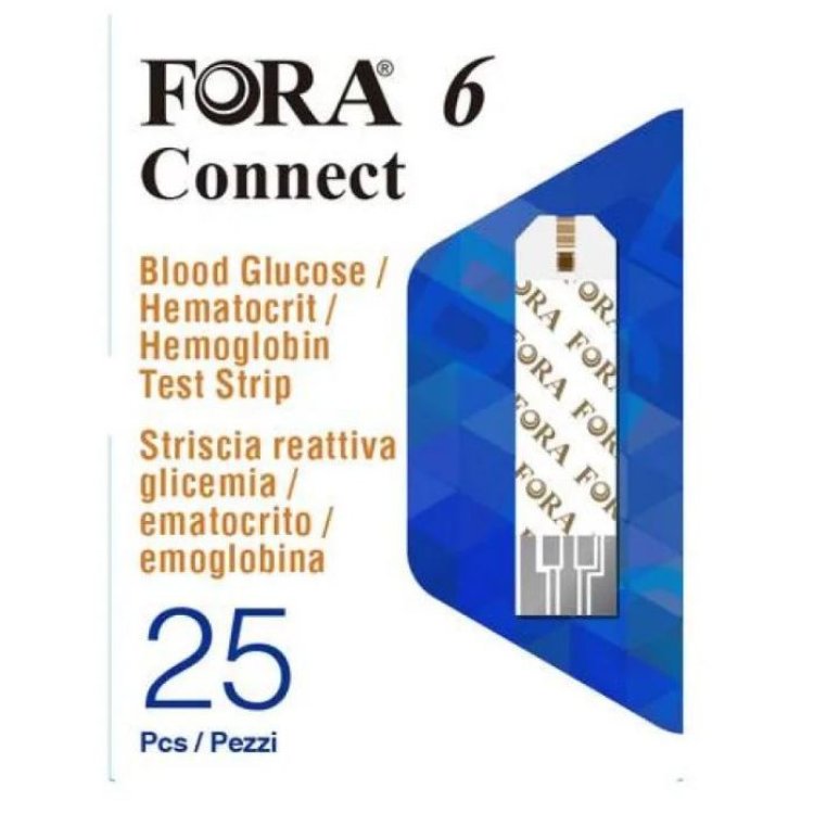 Meter Srl Strisce Reattive Fora Connect 3in1 per Glicemia Ematocrito Emoglobina 25 Pezzi