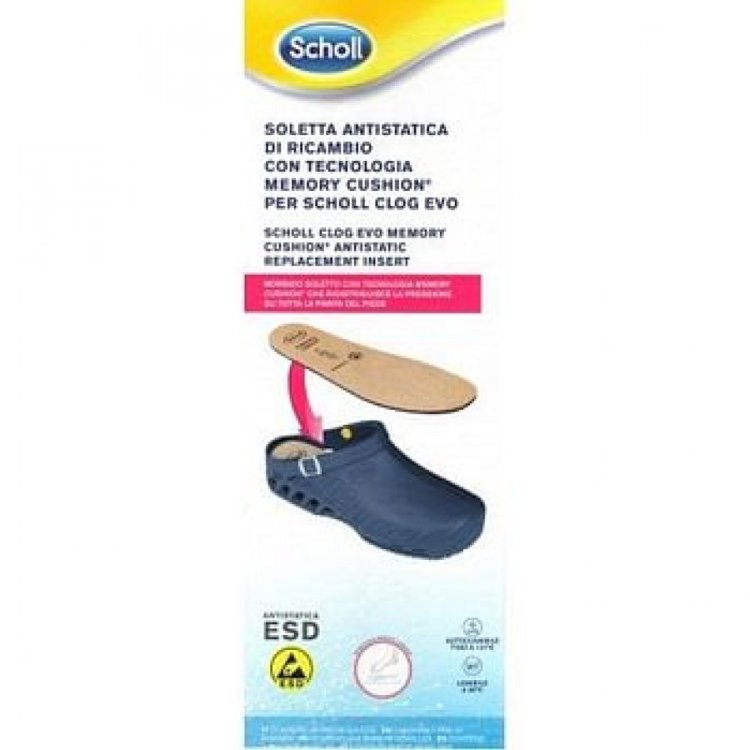 Scholl's Clog Evo Soletta Antistatica Memory Cushion Taglia 40-41