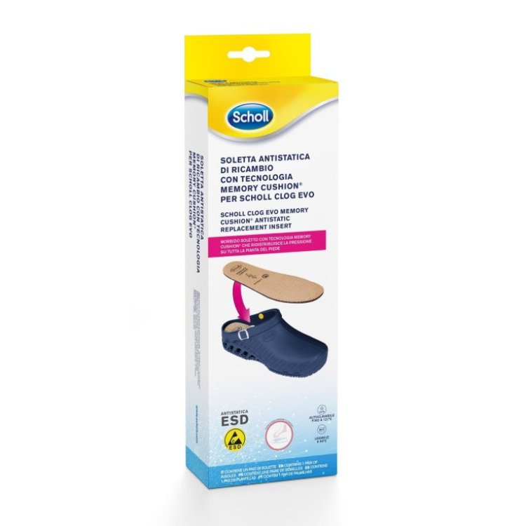Scholl's Clog Evo Soletta Memory Cushion Antistatica Taglia 45-46