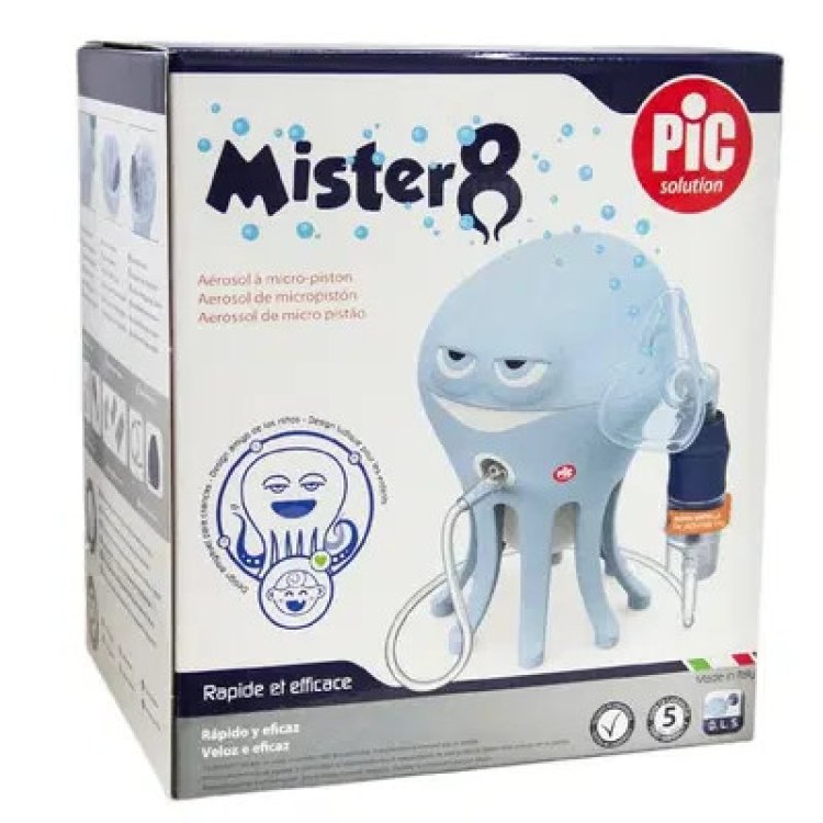 Pic Mister 8 Aerosol a Micropistone Silenzioso per Bambini con Ampolla Acti Fast Pro
