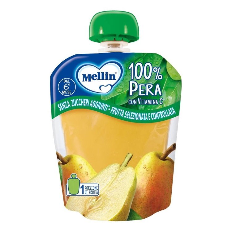 Mellin Purea Pera per Neonati 6+ Mesi Senza Zuccheri Aggiunti Pouch 90g