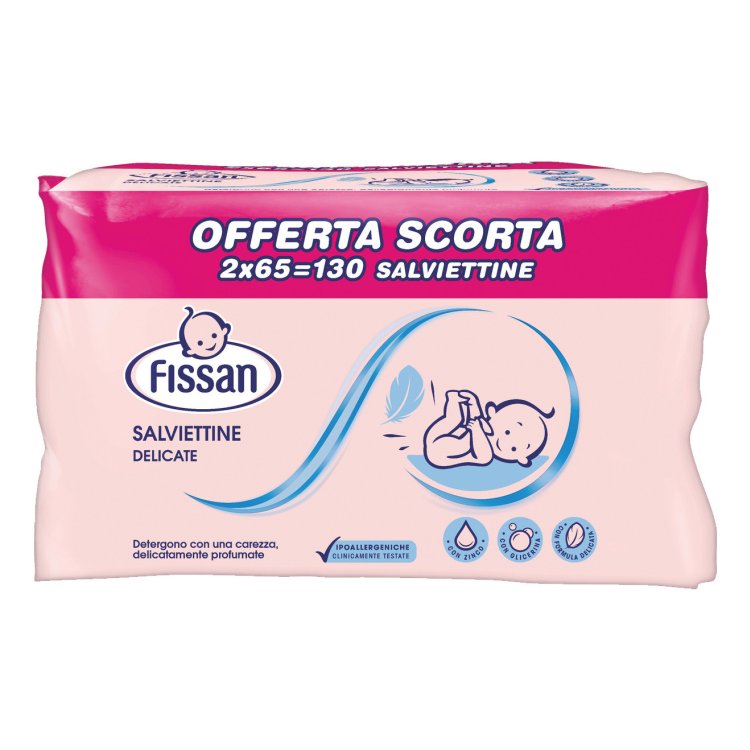 Fissan Salviettine Delicate Bipack 130 Pezzi per Pelli Sensibili Fissan Salviettine Delicate Bipack 130 Pezzi per Pelli Sensibili