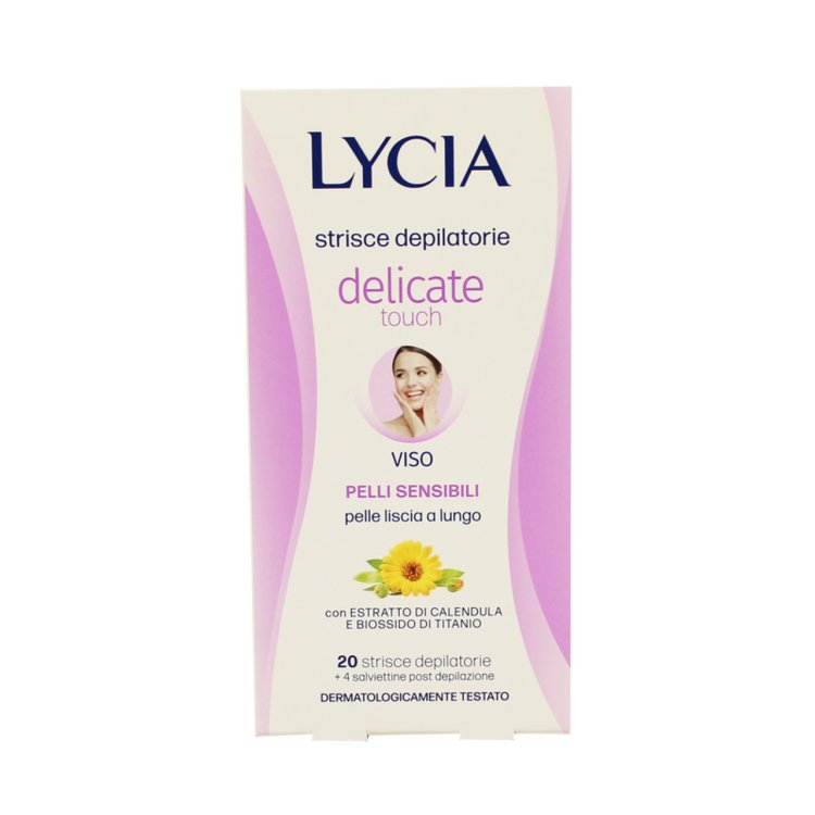 Lycia Delicate Touch Strisce Depilatorie Viso Pelli Sensibili 20 Pezzi