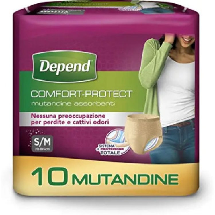 Depend Comfort Protect Mutandine Assorbenti Donna S/M Super, 10 Pezzi