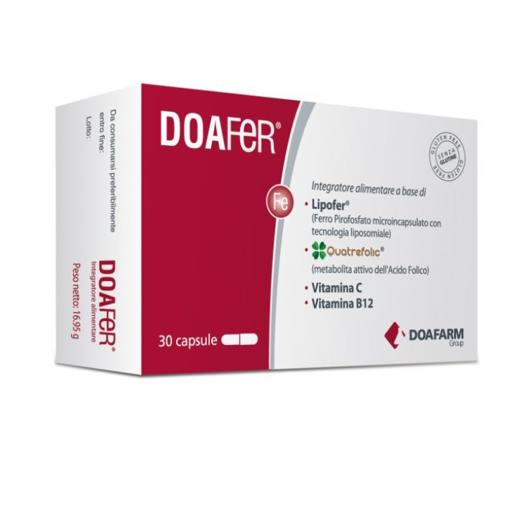 Doafarm Doa Fer Integratore Alimentare per Anemia e Carenza Ferro - 30 Capsule
