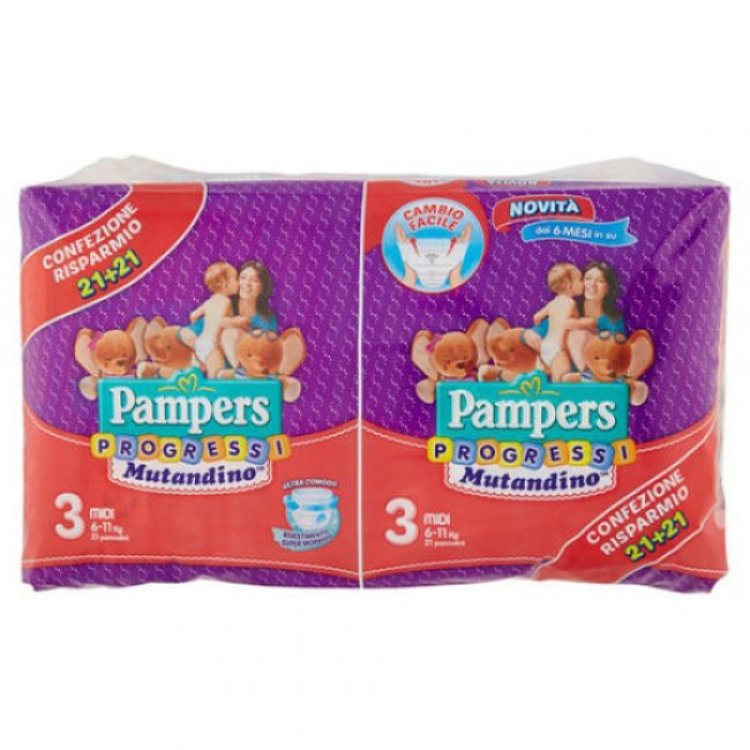 Pampers Progressi Mutandino Midi Taglia 3 (6-11kg) 42 Pannolini