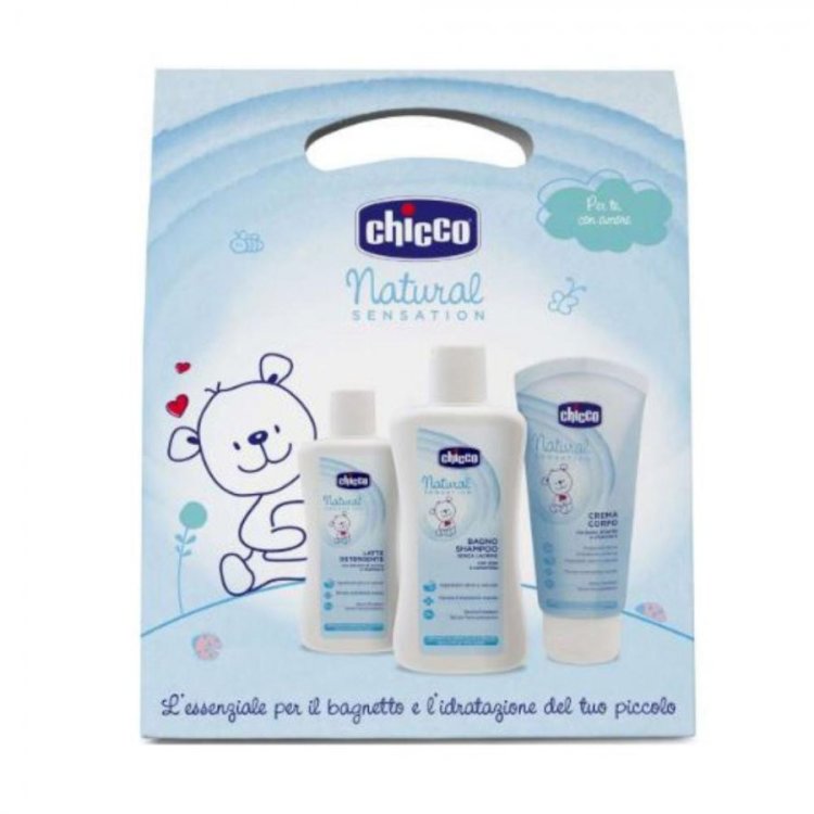 Chicco Cosmesi Natural Sensitive Trial Set Bagno, Crema e Pasta