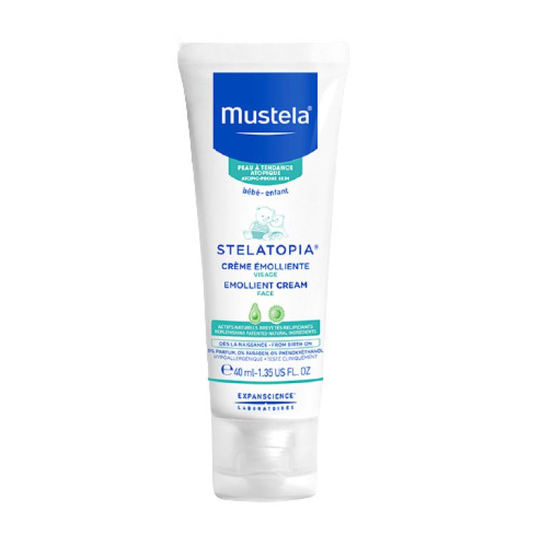 Mustela Stelatopia Crema Emolliente Viso per Neonati e Bambini Pelle Atopica 40ml
