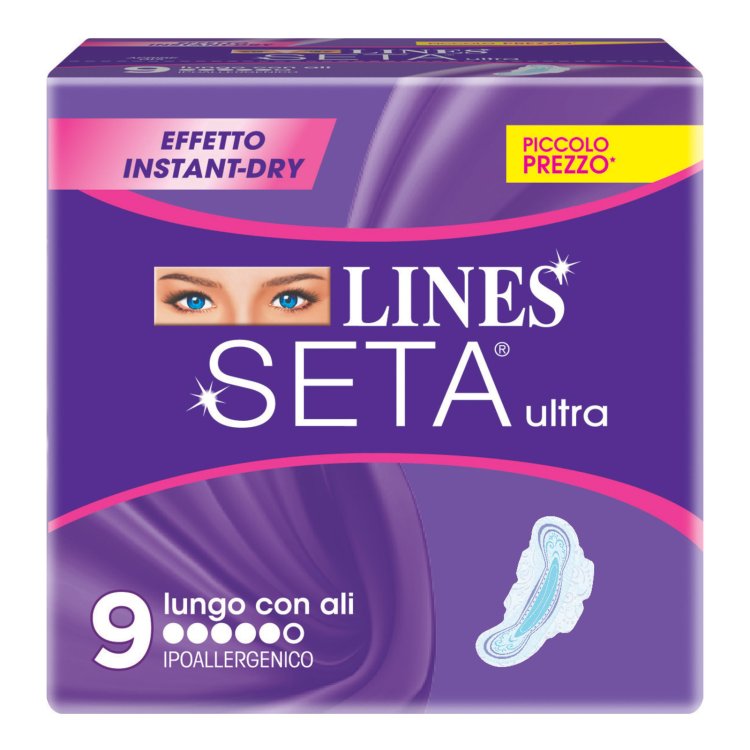 Lines Seta Ultra Lungo Assorbenti con Ali Ipoallergenici Antiodore 9 Pezzi