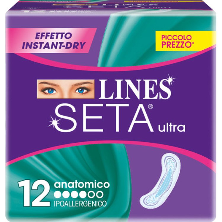 Lines Seta Ultra Anatomico Assorbenti Ipoallergenici con Molecola N3 12 Pezzi