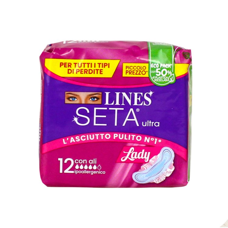 Lines Seta Ultra Lady Assorbenti Ipoallergenici con Ali 12 Pezzi