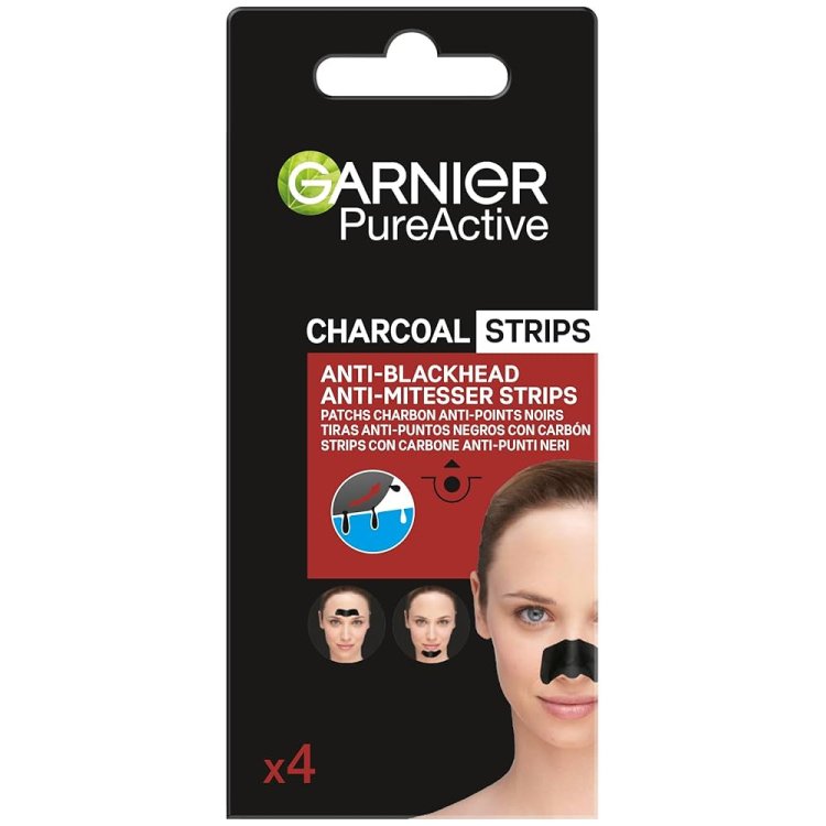 Garnier Pure Active Charcoal Strisce Rimozione Punti Neri 4 Pezzi