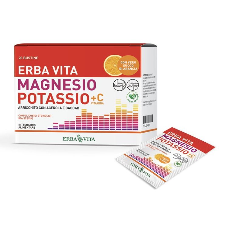 Erba Vita Magnesio e Potassio Vitamina C Integratore Energetico 20 Bustine Erba Vita Magnesio e Potassio Vitamina C Integratore Energetico 20 Bustine