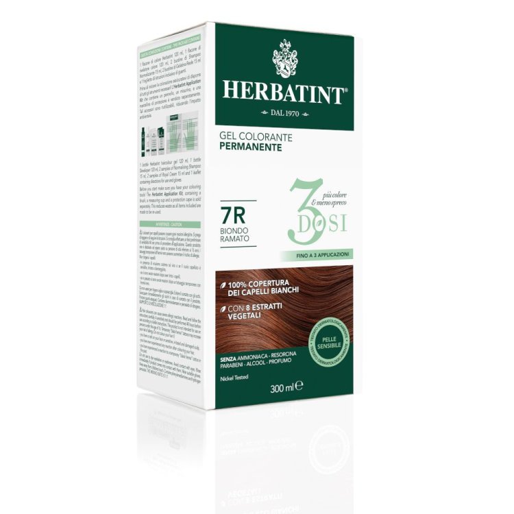 Herbatint 3Dosi 7R Biondo Ramato Tintura Capelli Gel Permanente 300ml
