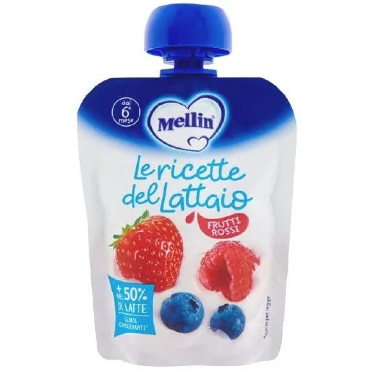 Mellin Pouch Merenda Latte Frutti Rossi 6+ Mesi 85g