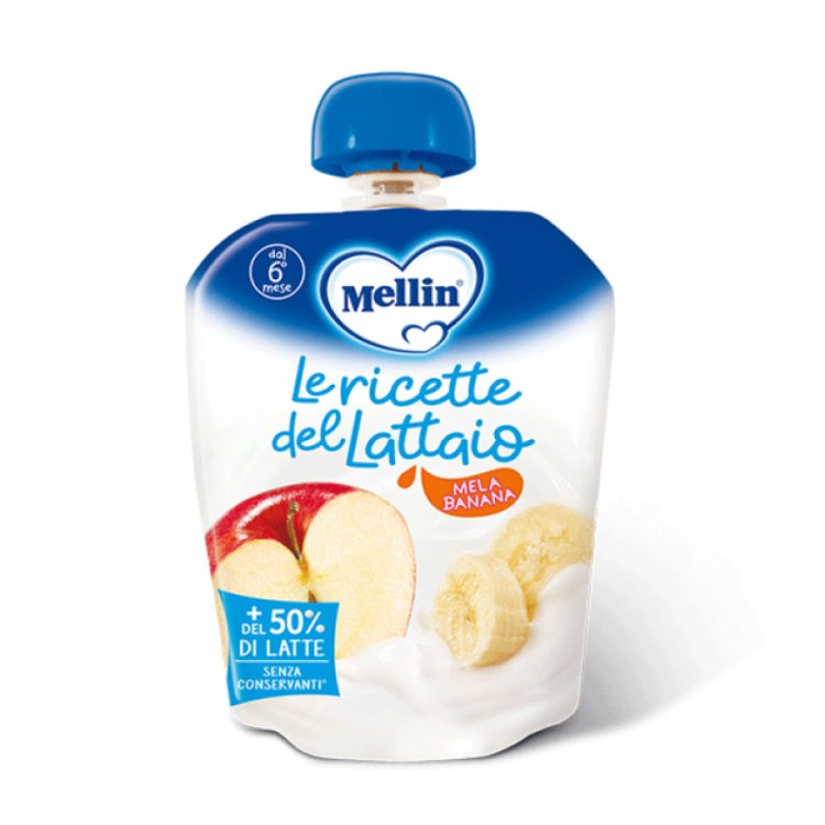Mellin Pouch Merenda Latte Mela Banana Alimento Infanzia 85g