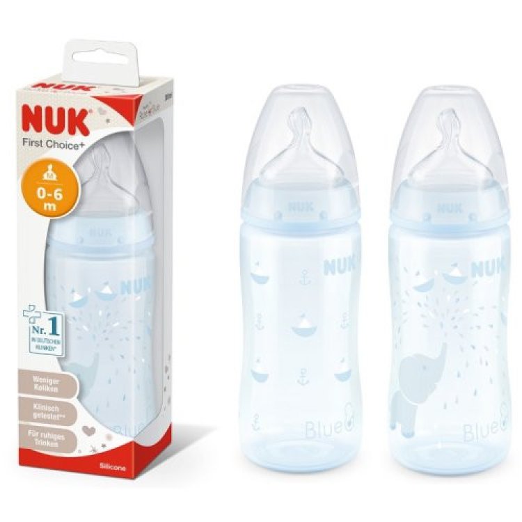 Nuk Biberon R&B Silicone Blu 0-6 Mesi 300ml Nuk Biberon R&B Silicone Blu 0-6 Mesi 300ml
