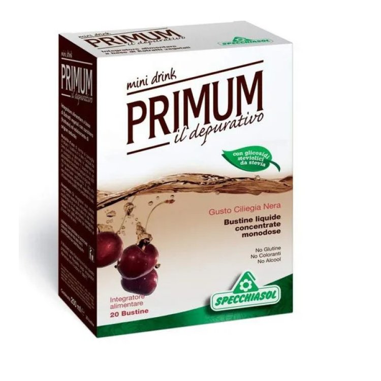 Specchiasol Primum Depurativo Mini Drink Drenante Ciliegia/Sambuco 20 Bustine
