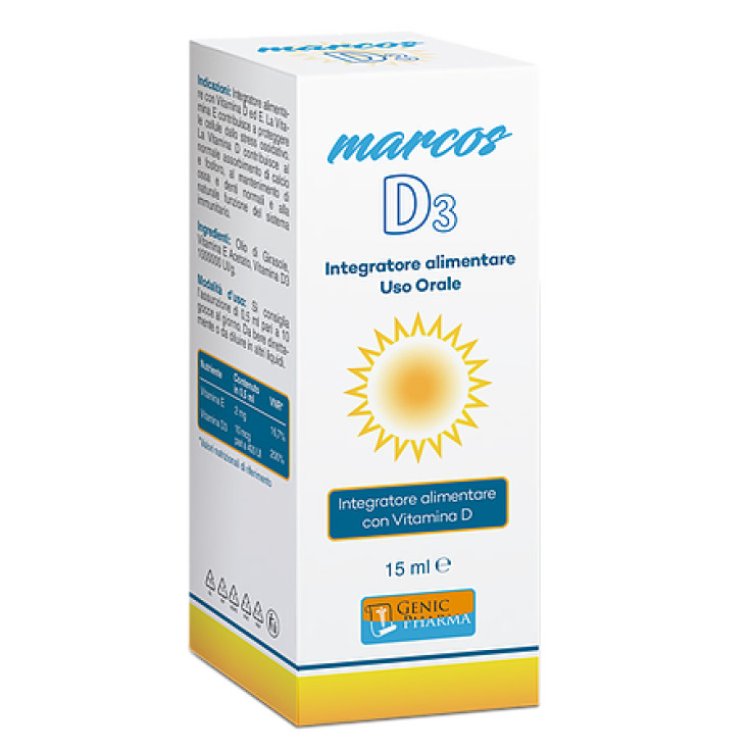 Genic Pharma Marcos D3 Integratore Alimentare Vitamina D ed E 15 ml
