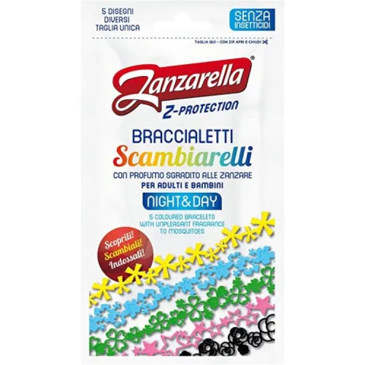 Zanzarella Z-Protection Braccialetti Scambiarelli Antizanzare 5 Pezzi