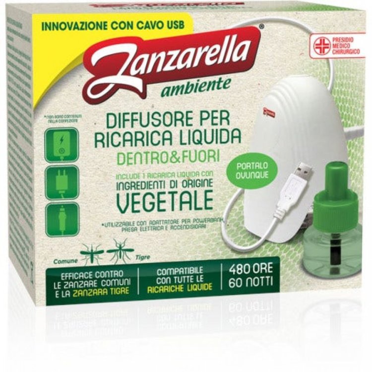 Zanzarella Diffusore Antizanzare Ricarica Liquida Dentro/Fuori