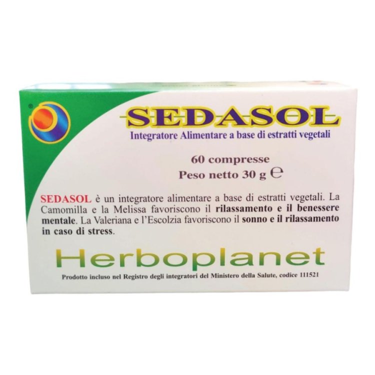Herboplanet Sedasol Integratore Alimentare Rilassamento e Sonno 60 Compresse Vegano Herboplanet Sedasol Integratore Alimentare Rilassamento e Sonno 60 Compresse Vegano