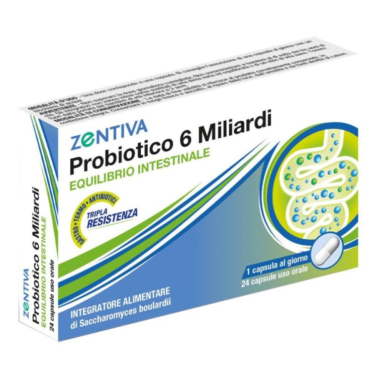 Zentiva Probiotico 6 Miliardi Integratore Flora Intestinale 24 Capsule Vegetali