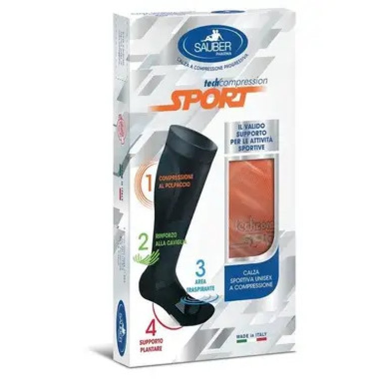 Sauber Calza Sport Unisex Arancio Fluo Dettagli Bianchi Taglia M