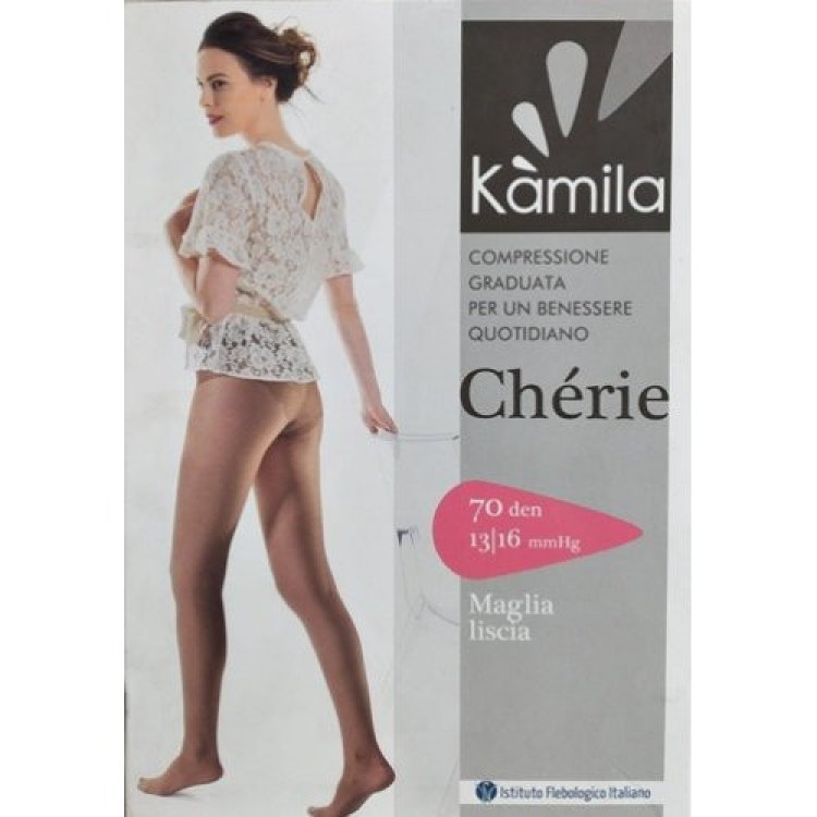 Kamila Cherie Collant Maglia Liscia Miele Taglia 2, 70 Den