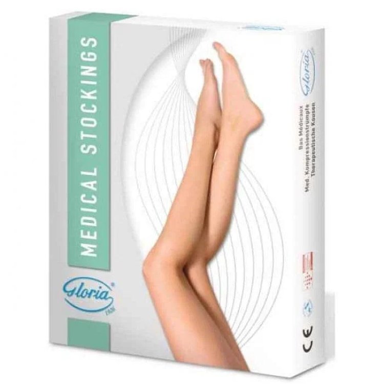 GloriaMed Gambaletto Lungo Medicale Beige Medio, Cotone 23-32 mmHg