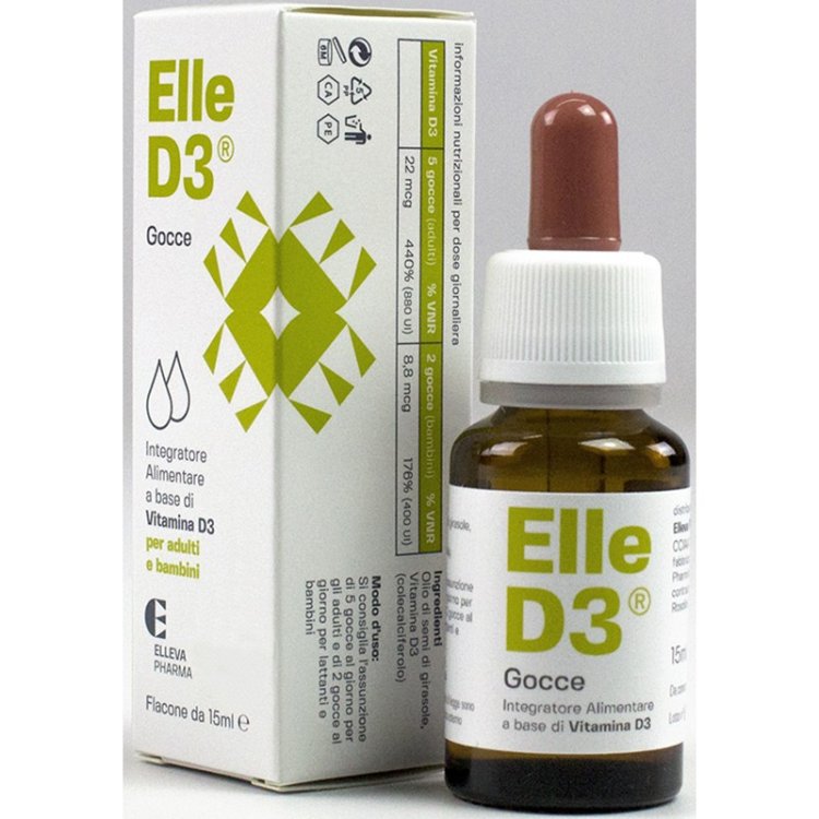 Elleva Pharma Elle D3 Gocce Integratore Alimentare Vitamina D 15ml