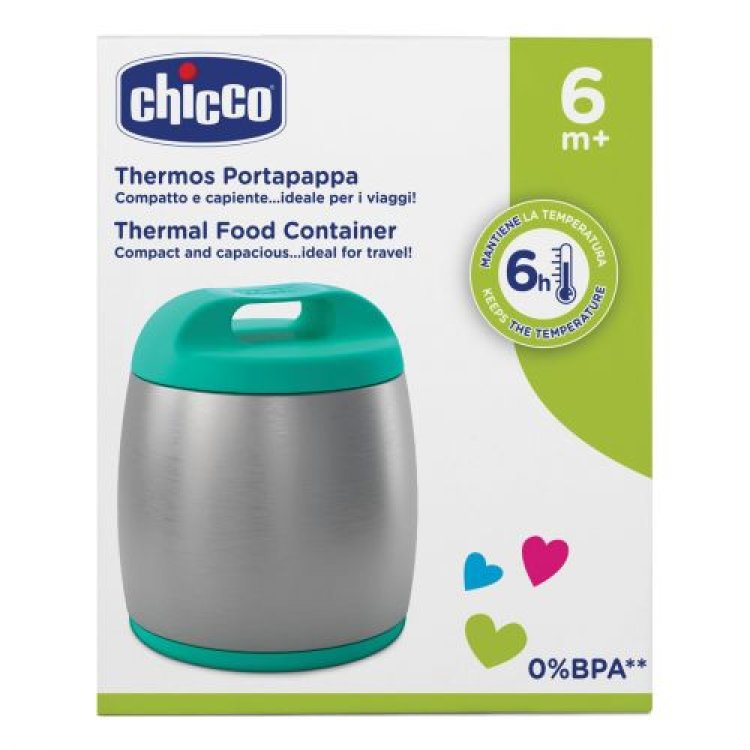 Chicco Thermos Porta Pappa Azzurro Acciaio Inossidabile 350ml