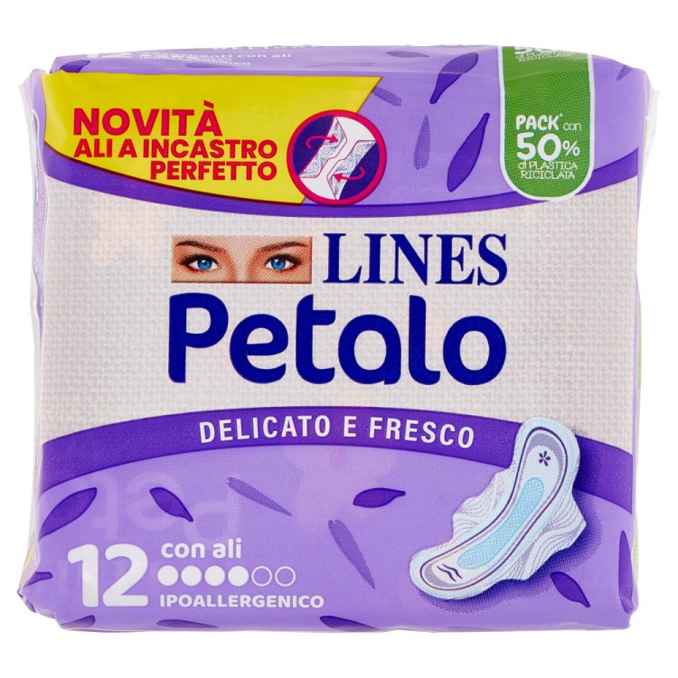 Lines Petalo Assorbenti con Ali Morbidi e Traspiranti 12 Pezzi