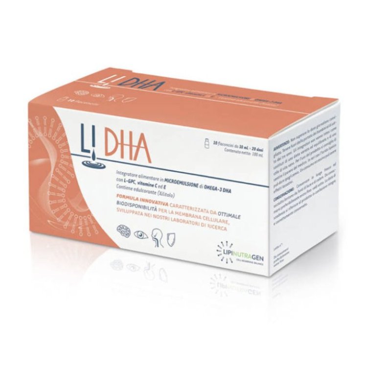 Lipinutragen Li DHA Integratore Alimentare Omega-3 per Apporto DHA - 10 Flaconcini Lipinutragen Li DHA Integratore Alimentare Omega-3 per Apporto DHA - 10 Flaconcini