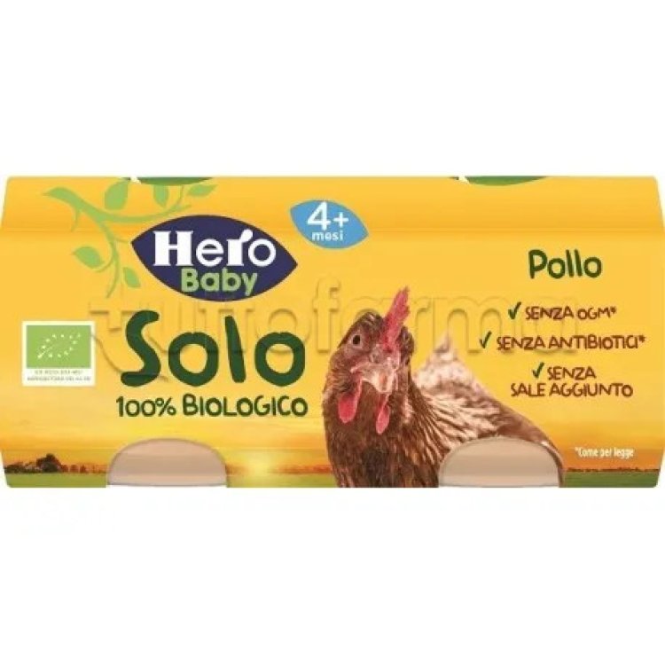 Hero Solo Omogeneizzato Pollo Biologico per Bambini da 4 Mesi 2x80g
