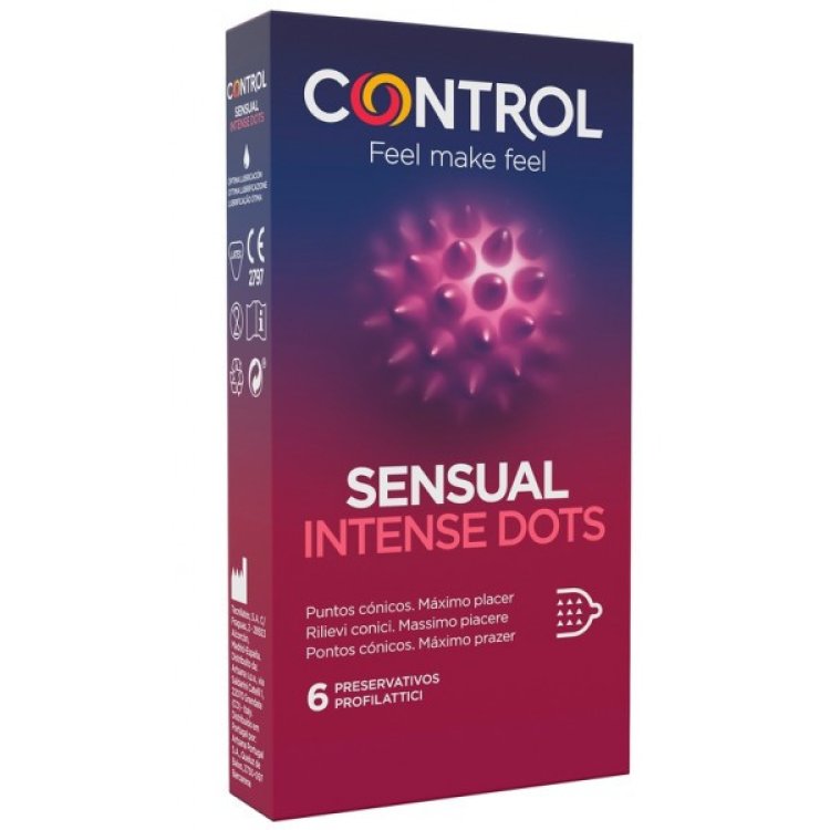 Control Sensual Intense Dots Preservativi Stimolanti con Rilievi 6 Pezzi