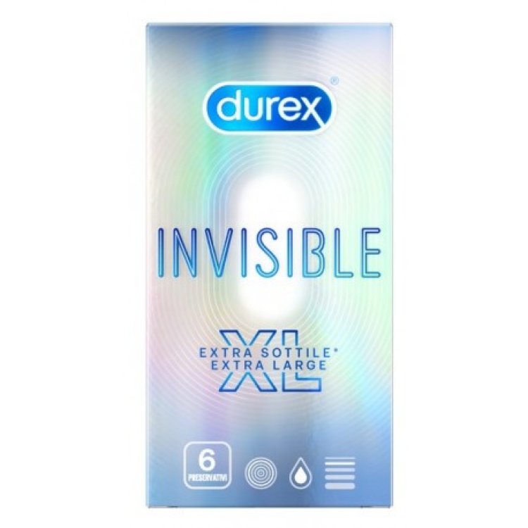 Durex Invisible XL Profilattici Extra Sottili Larghezza 57mm 6 Pezzi